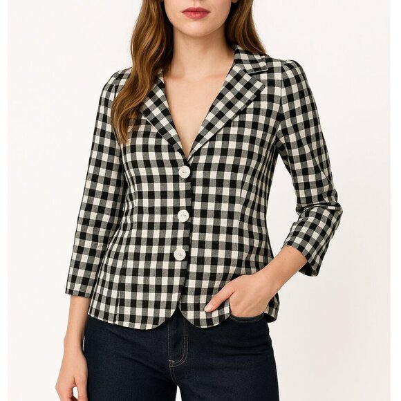 Botondi Milano Checkered Linen Blazer Jacket - Picture 11 of 11